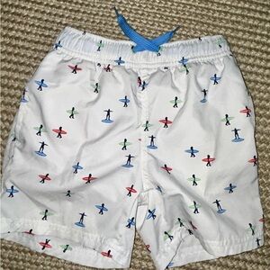 Kids Surfboard Print White Swim Trunks